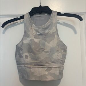 Nike Light Gray Camo Mesh Razorback Longline Sports Bra